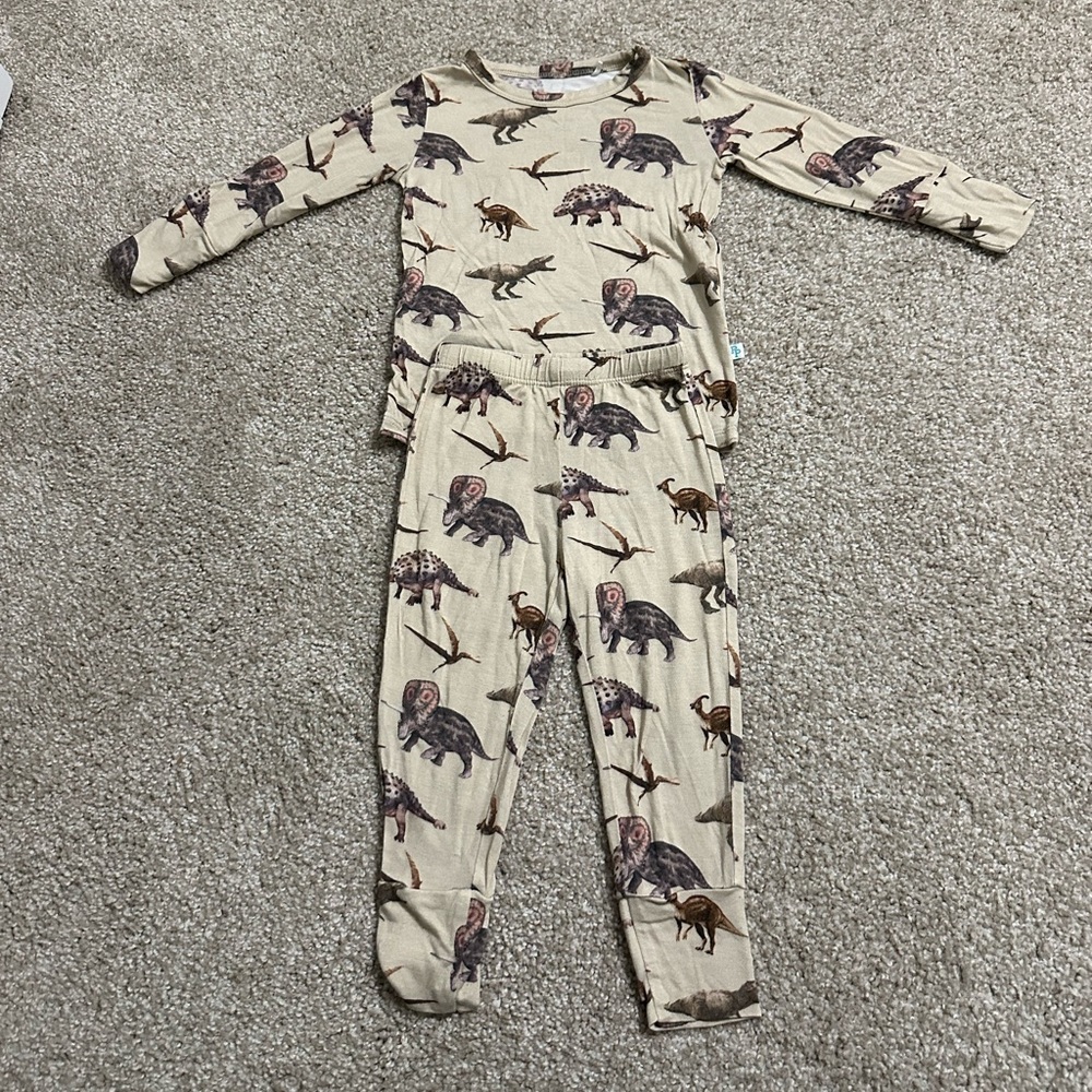 Posh Peanut Bamboo dinosaur two piece pajamas 12-18m
